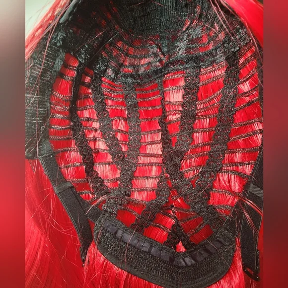 Red Hot Short Bob Wig Synthetic - Picture 8 of 8